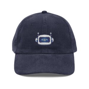 Digi 995 Robot Head Corduroy Cap – Embroidered Vintage Hat (Premium Series)